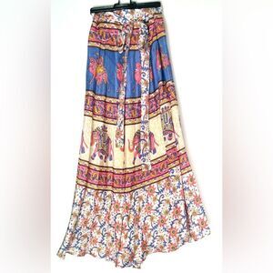 Tolani Silk Wrap Skirt Made in India - Pink Elephants and Camels Boho - One Size